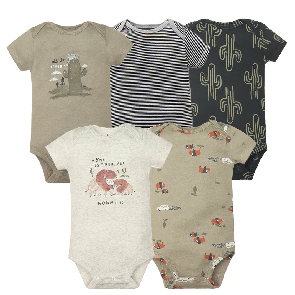 Cream, cute 5 piece baby boy suits