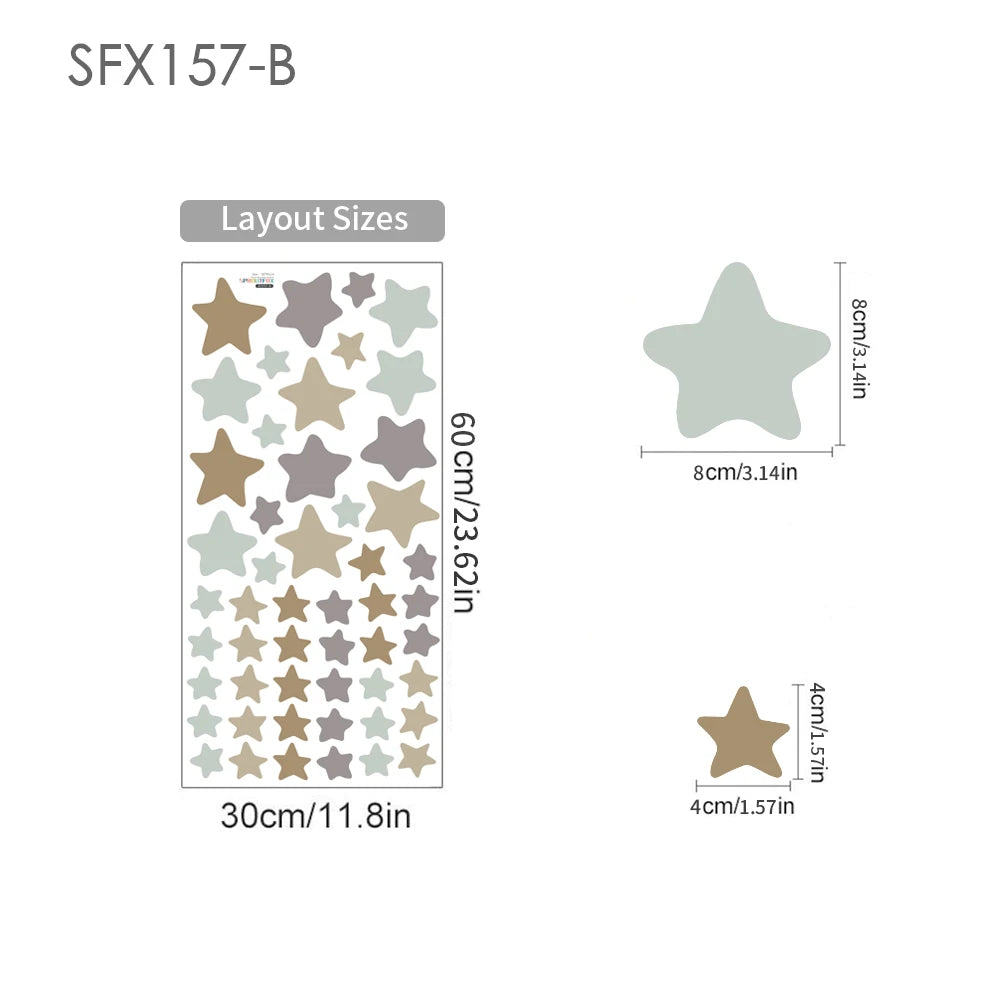 Different sized star wall stickers