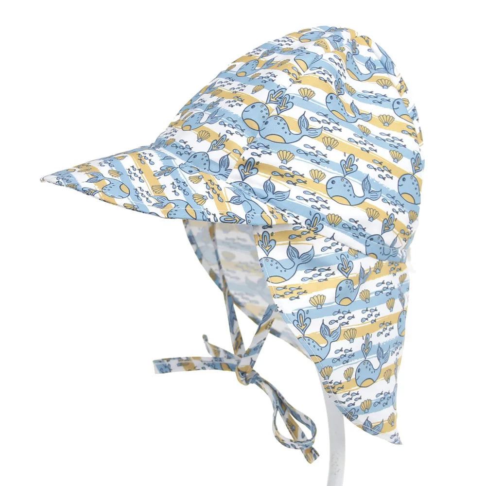 Whale pattern summer baby sun hats