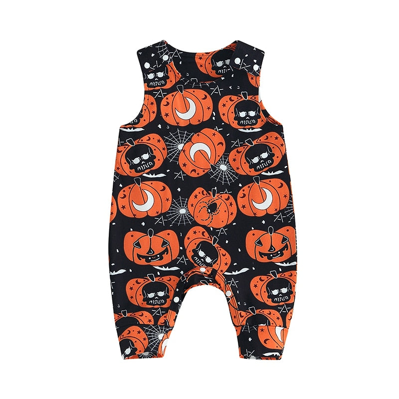 Cute pumpkin sleeveless baby romper