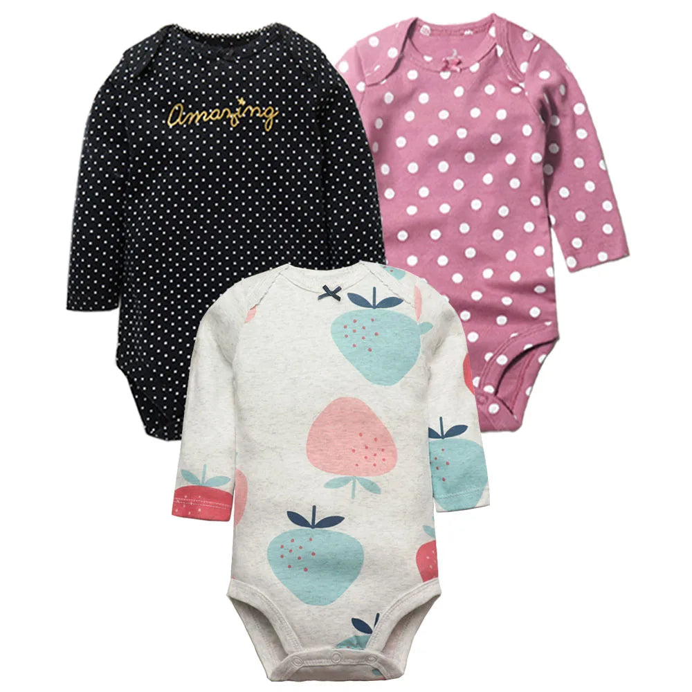 3 piece set of baby girl romper suits