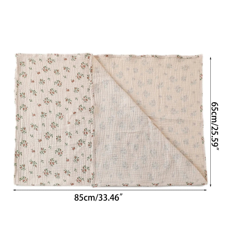 Floral-patterned fabric swatch with measurements