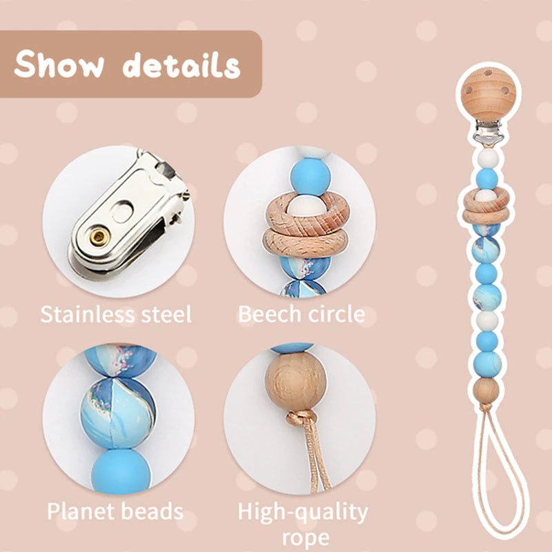 Made from great quality materials, stainless steel clip, high quality rope and planet beads
