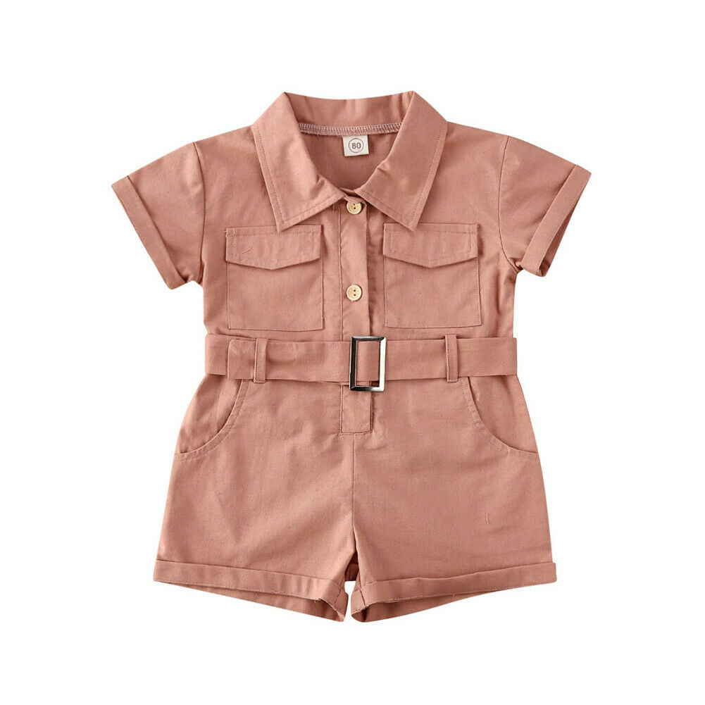 A single breasted cute baby girl or toddler jumpsuit