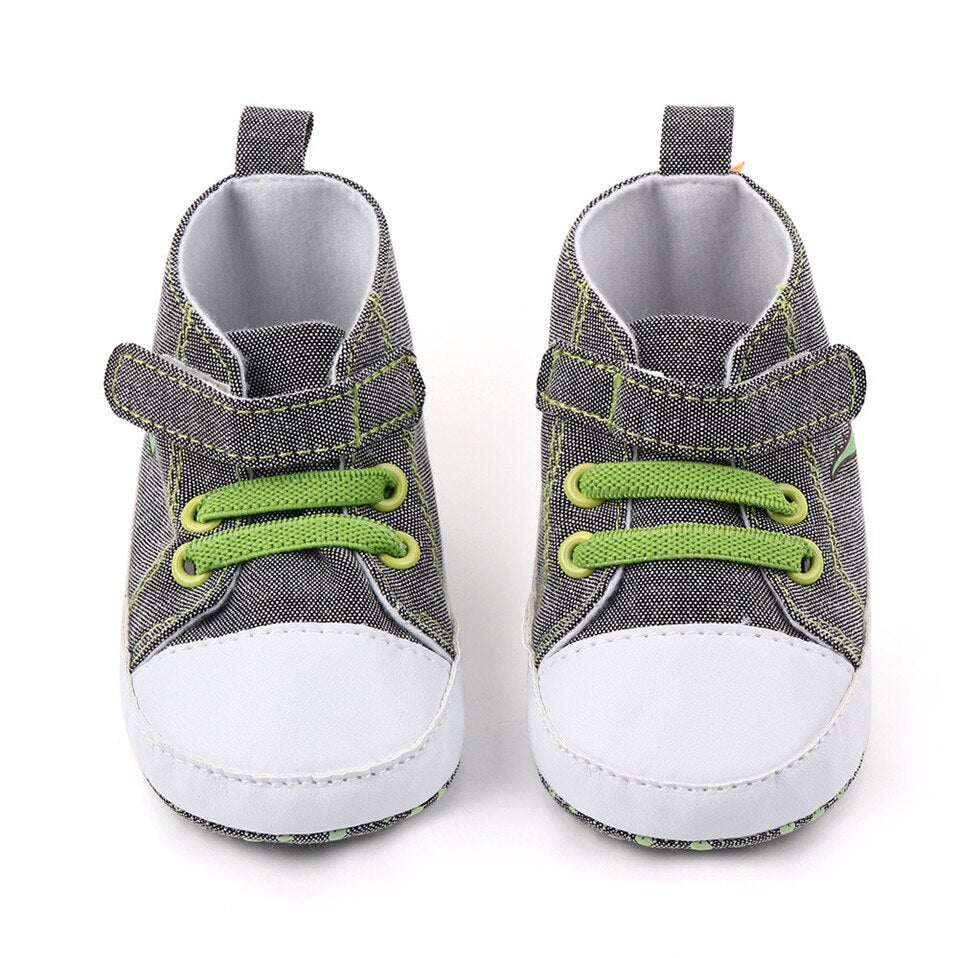 Light grey and lime green sneakers