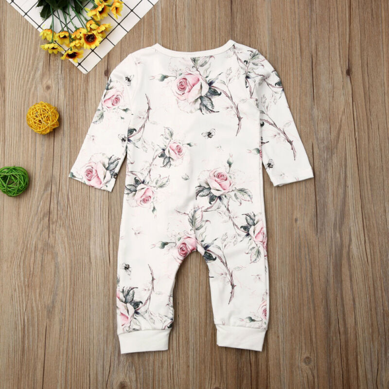 Baby Girls Flower Print Romper Jumpsuit