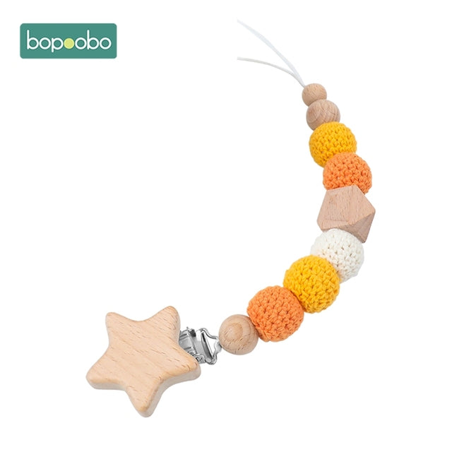 Summer coloured balls and wooden star dummy chain clip
