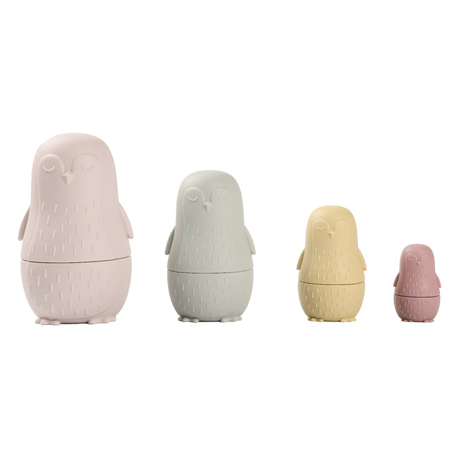 Another different coloured set of silicone nesting penguins