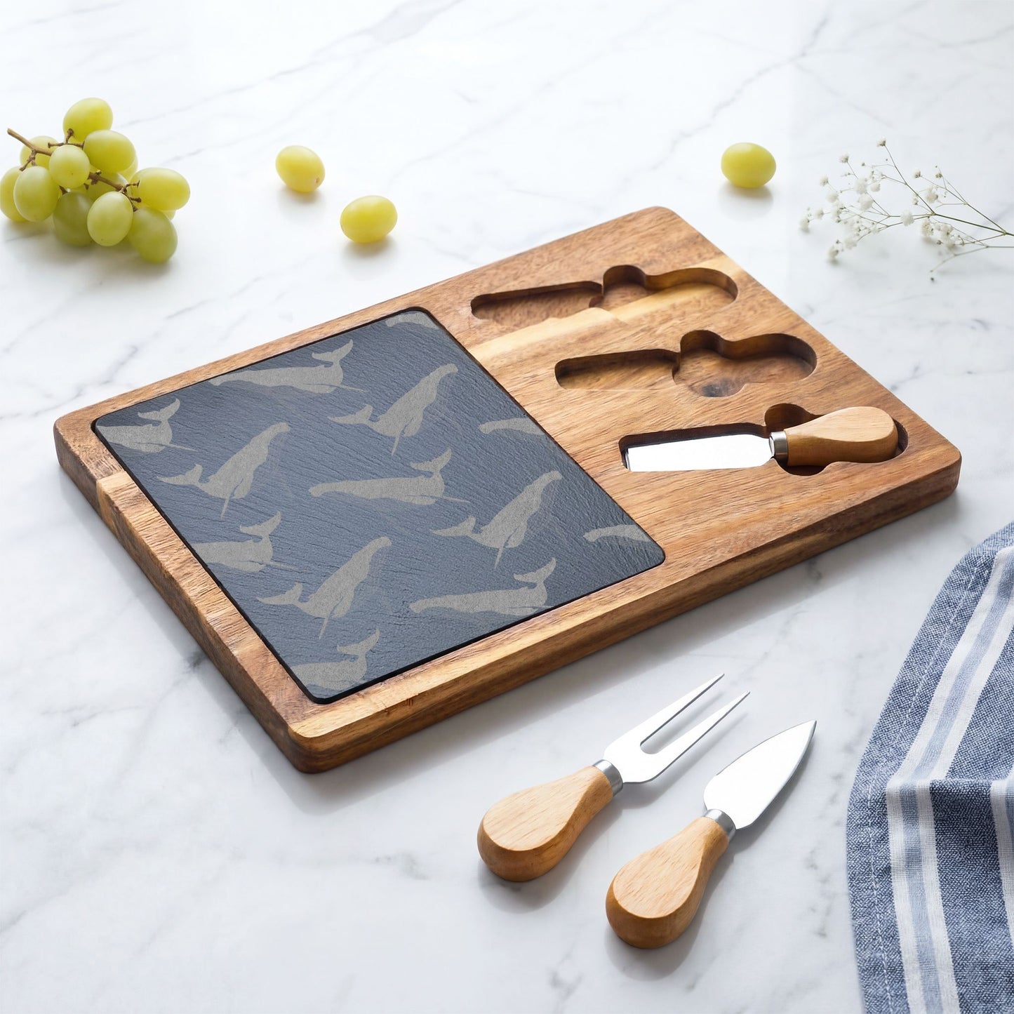 Engraved Whale Slate Charcuterie & Cheese Board
