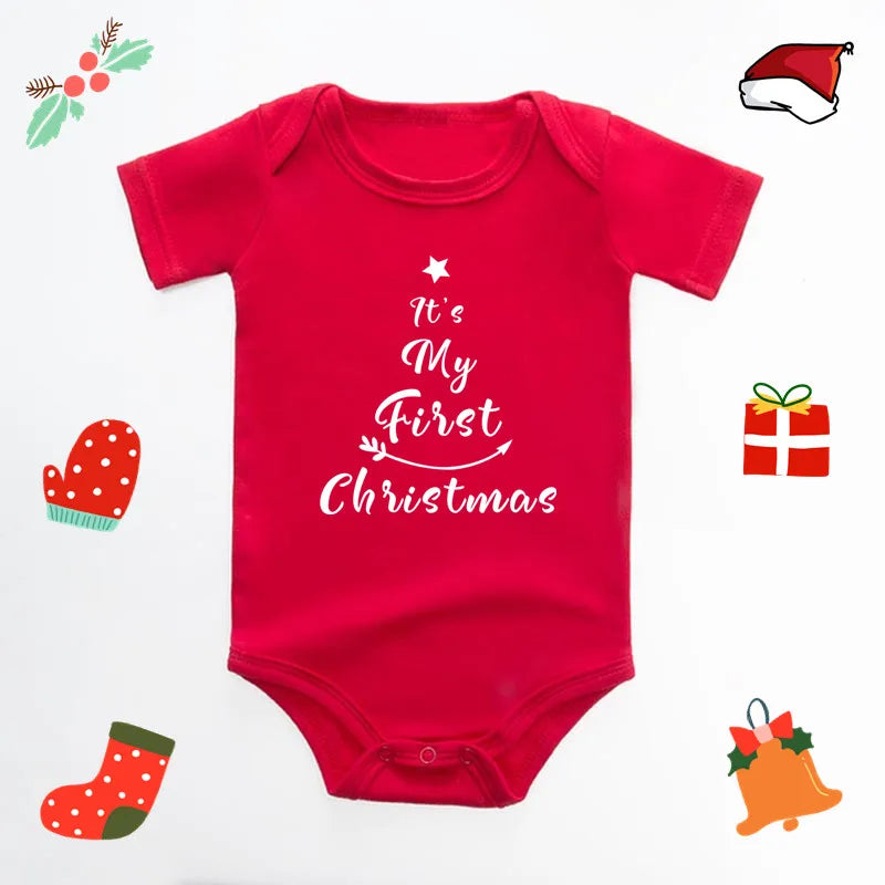 Super cute red christmas baby romper suit