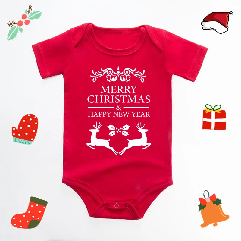 Cute red christmas baby romper suit