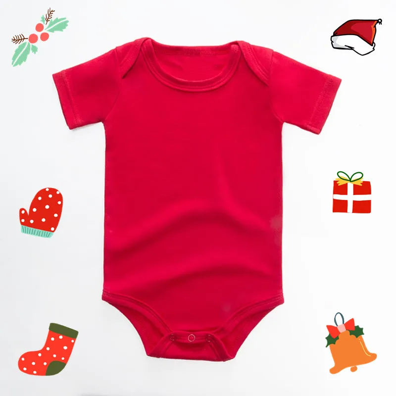 A plain red baby romper suit