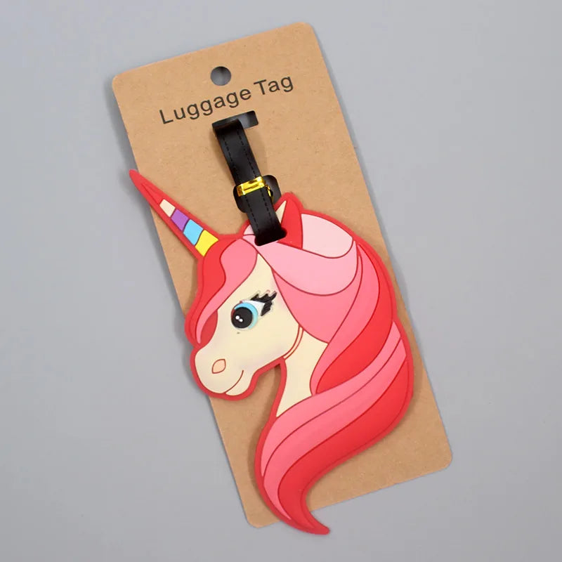 Bright red and pink luggage tag