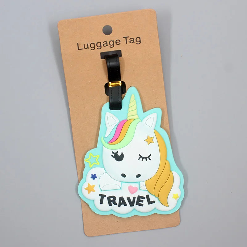 Very cute winking unicorn luggage tag