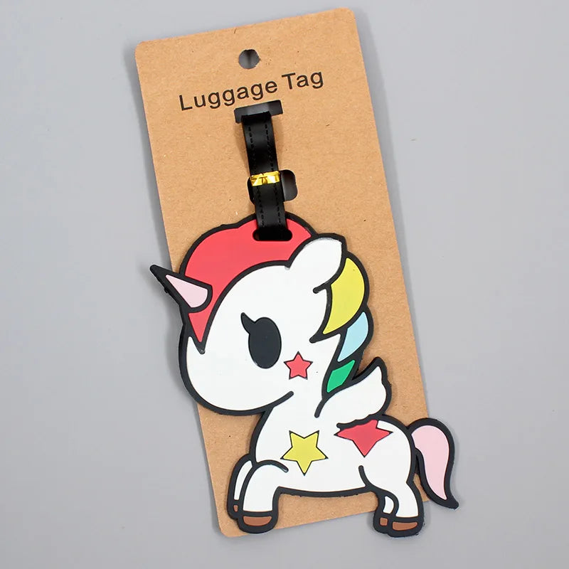 Cartoon unicorn luggage tag