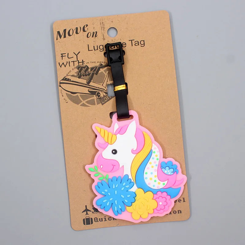 Flower and unicorn luggage tag