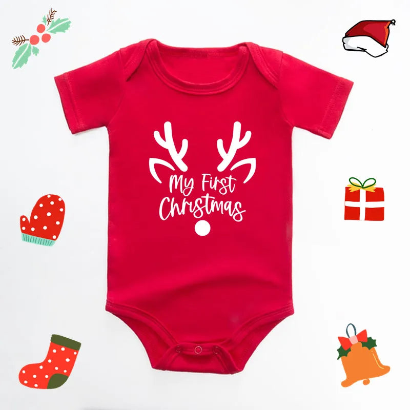 Suer cute red christmas baby romper suit