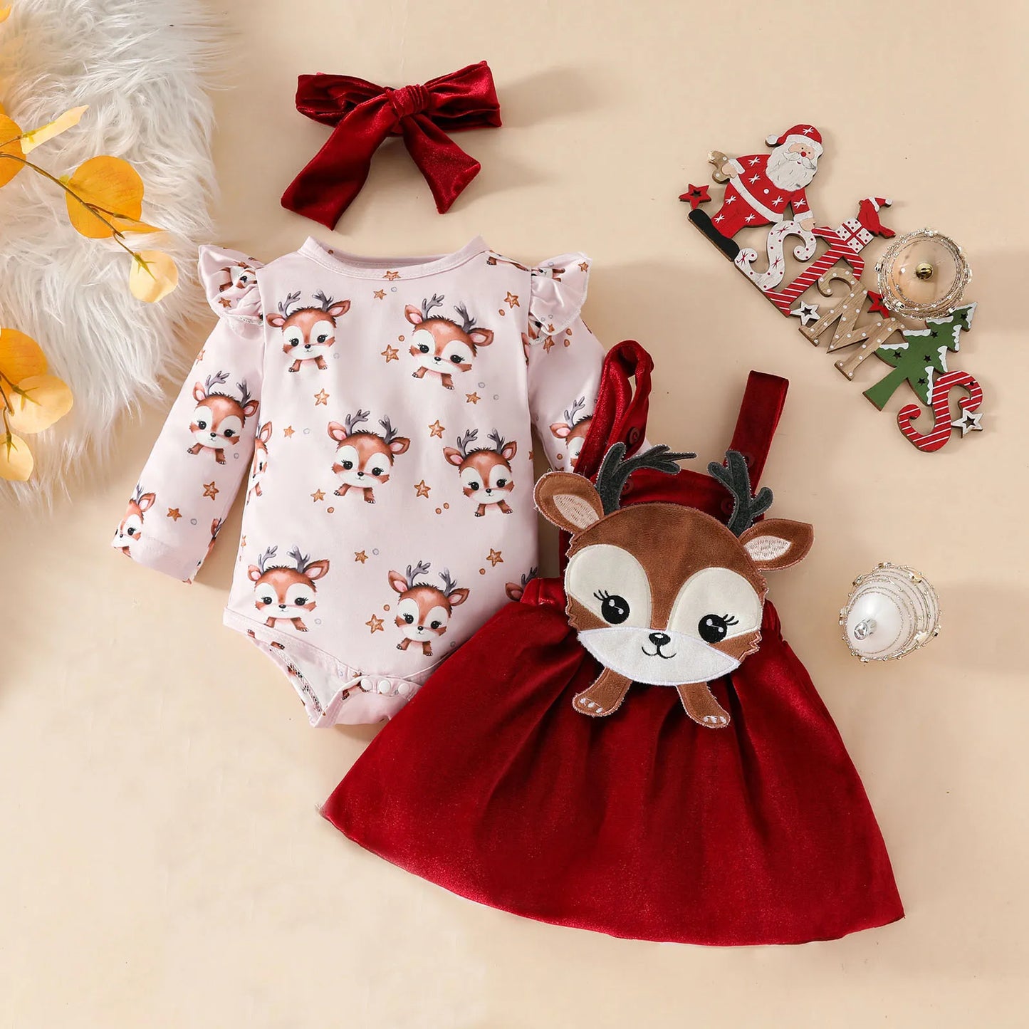 Very very cute 3 piece 
baby girl 
christmas outfit