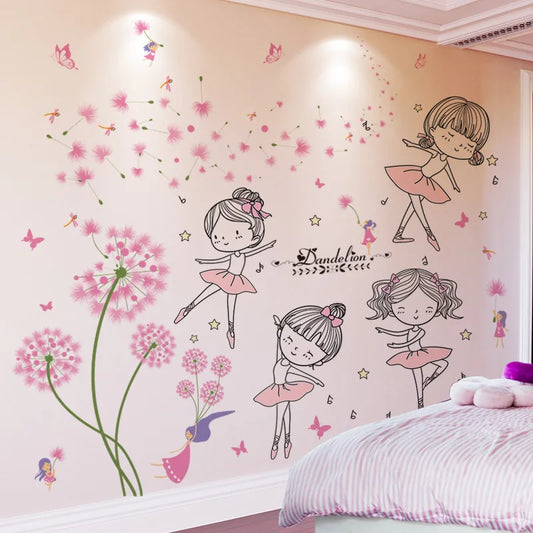 Ballerinas and flowers wall stickers