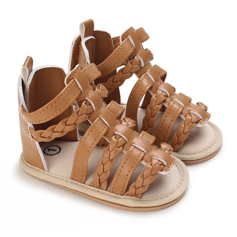 Very cute tan colored baby girl summer sandals