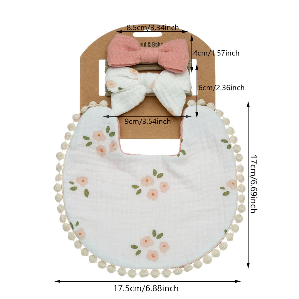 Pretty white bib with lovely pink flowers