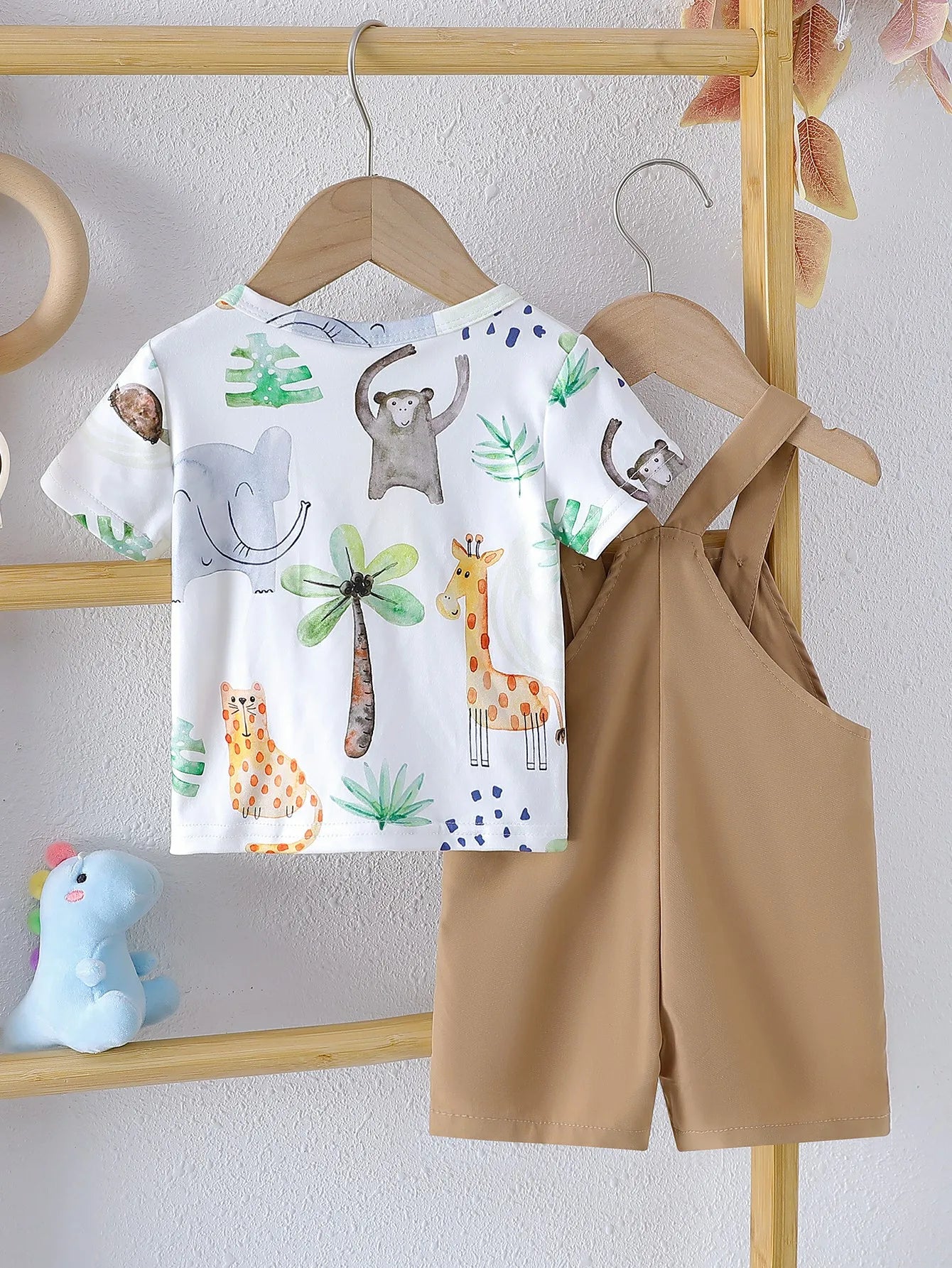 Children's outfit with a t-shirt and shorts.