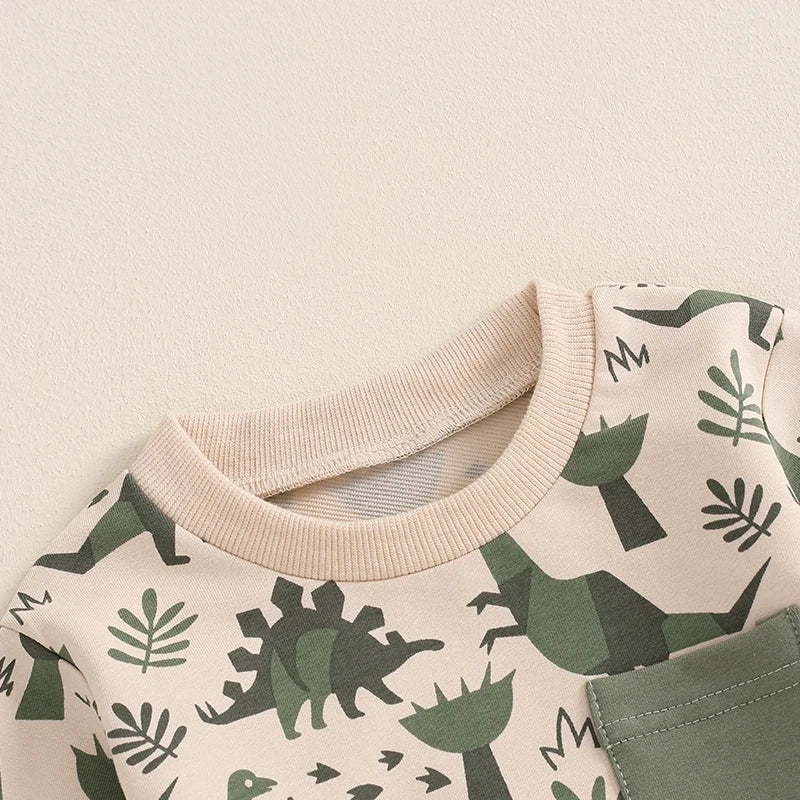 Children's outfit with dinosaur pattern 