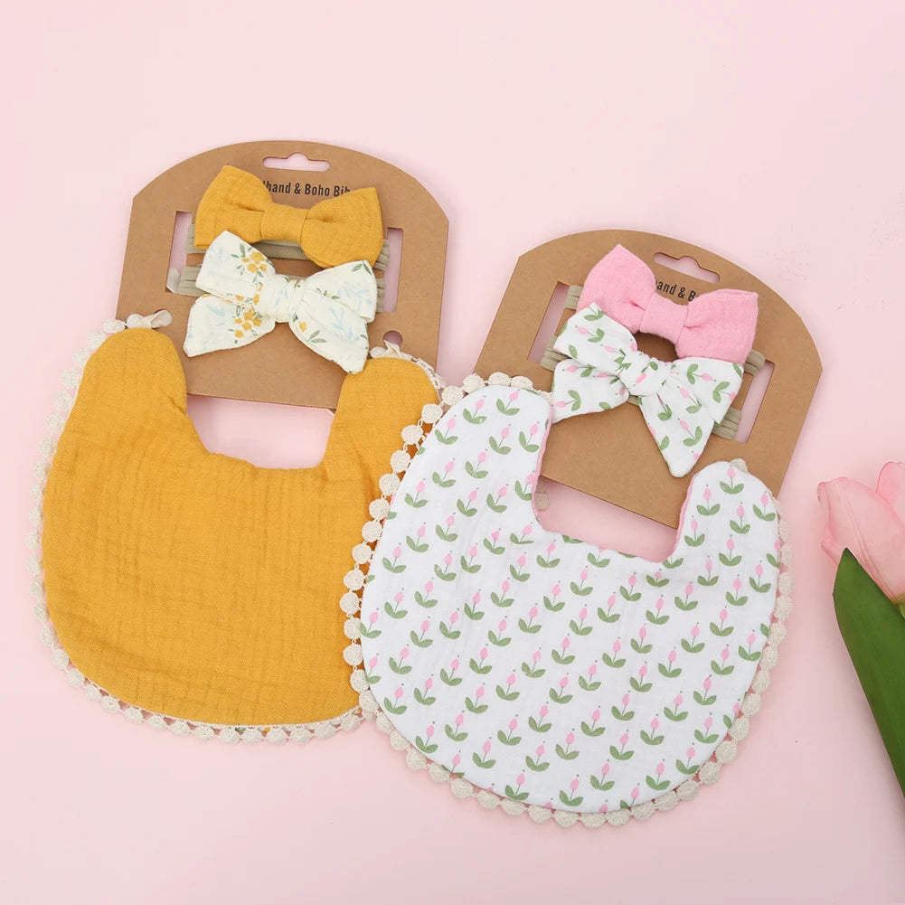 Great choices of colors and flowers patterns on these baby girl bibs