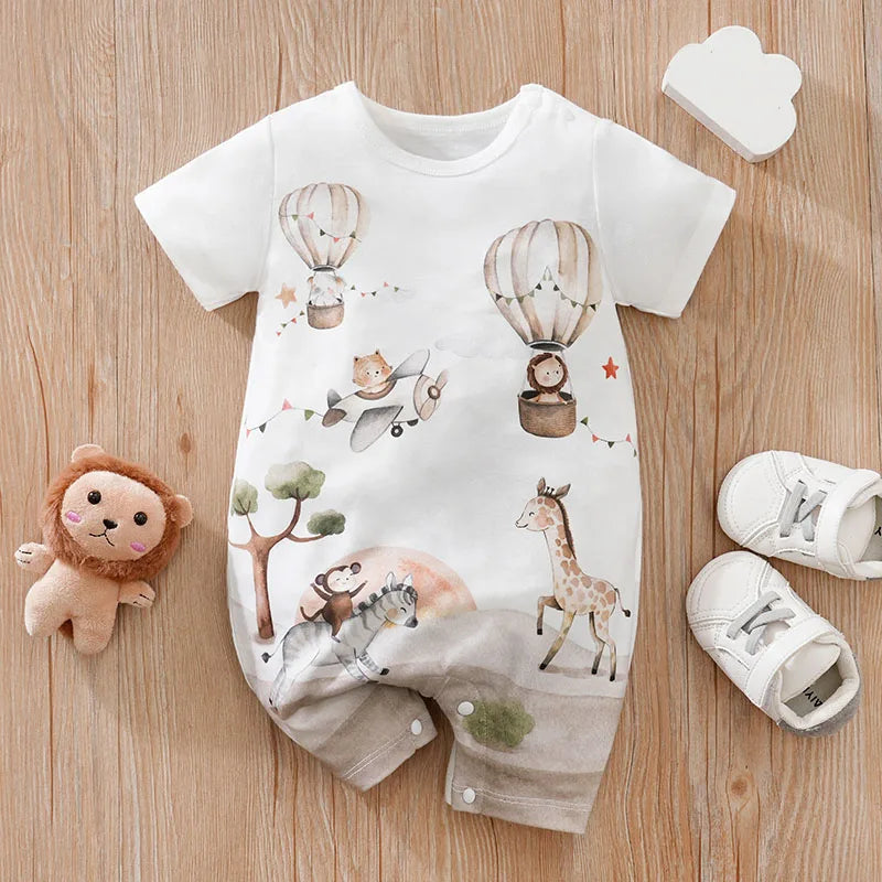 Cute animal print baby romper suit