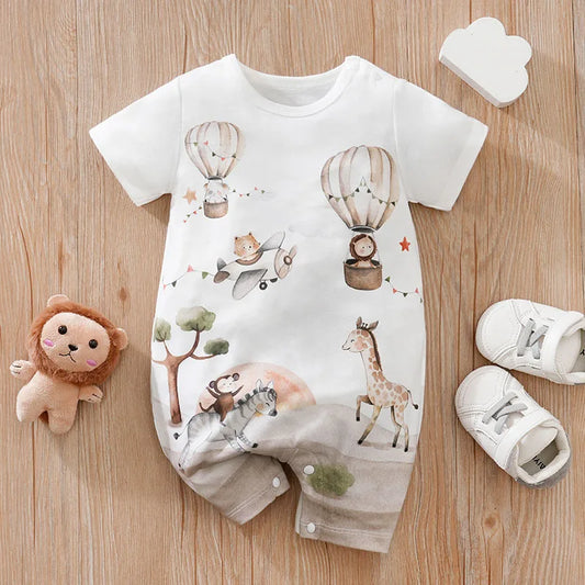 Cute animal print baby romper suit