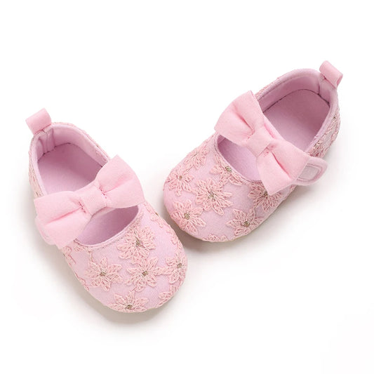 Cute pink lace baby girl shoes