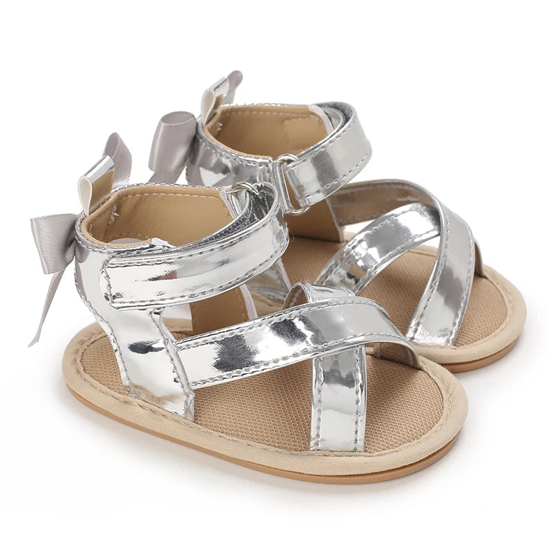 Silver shiny summer sandals