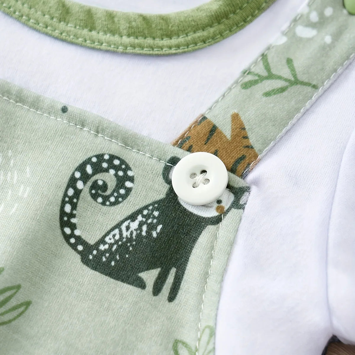 Cute design for a baby romper suit with animal print 