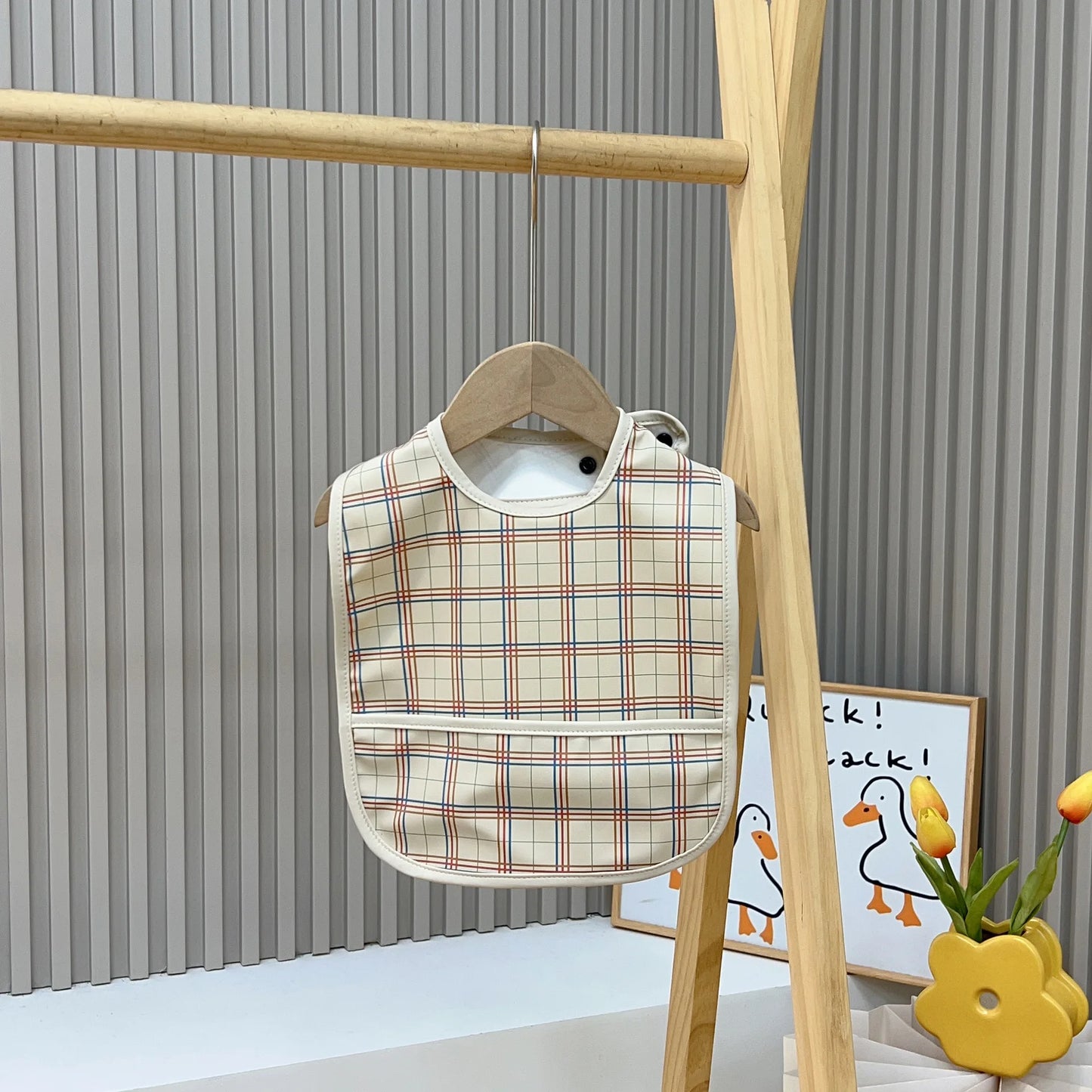 Plaid baby bib 