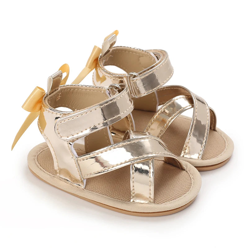 Very cute shiny gold baby girl summer sandals