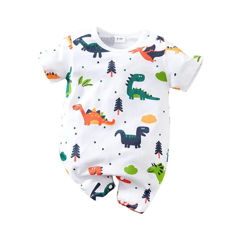 Baby onesie with dinosaur pattern