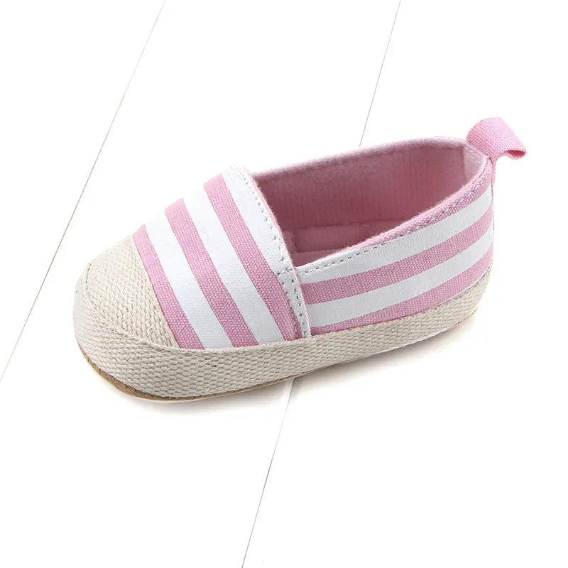 Cute pink and white canvas baby girl shoes