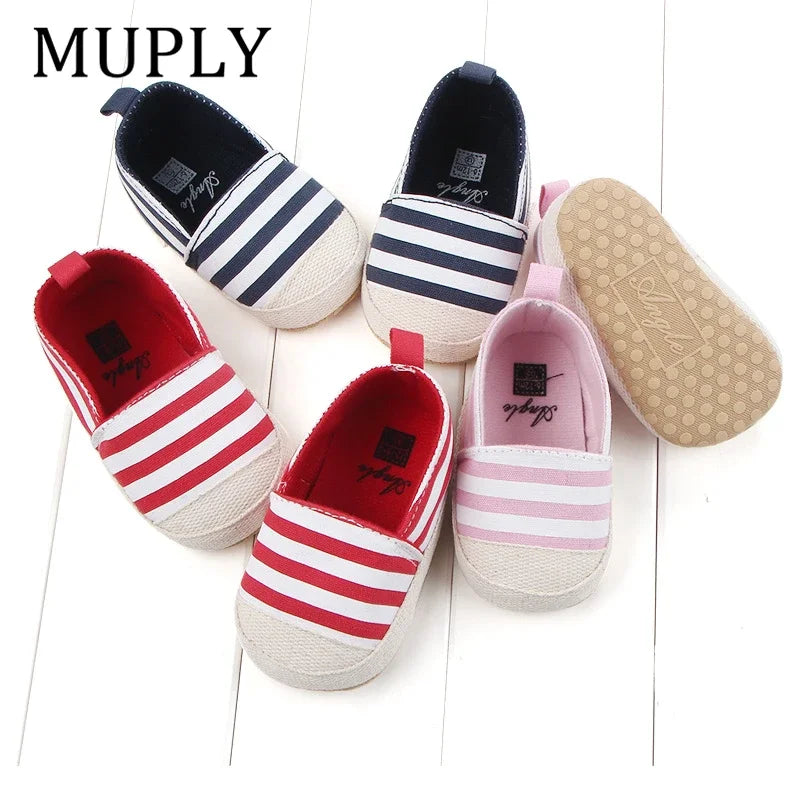 Cute slip on baby girl canvas shoes