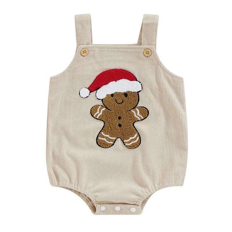 Beige colored gingerbread baby romper suit