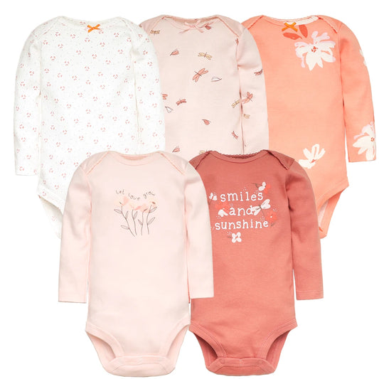 Gorgeous 5 piece long sleeved baby girl romper suits