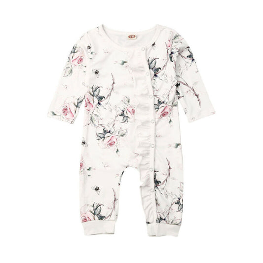 Baby Girls Flower Print Romper Jumpsuit