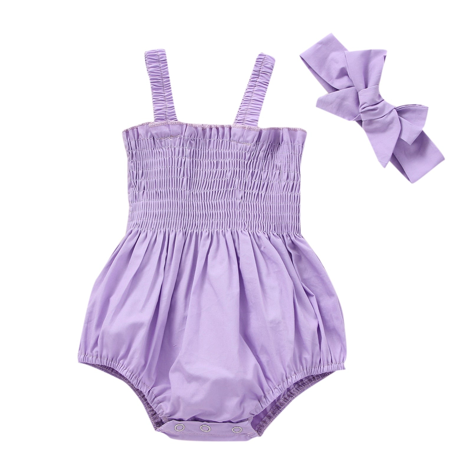Lilac colored romper with matching headband