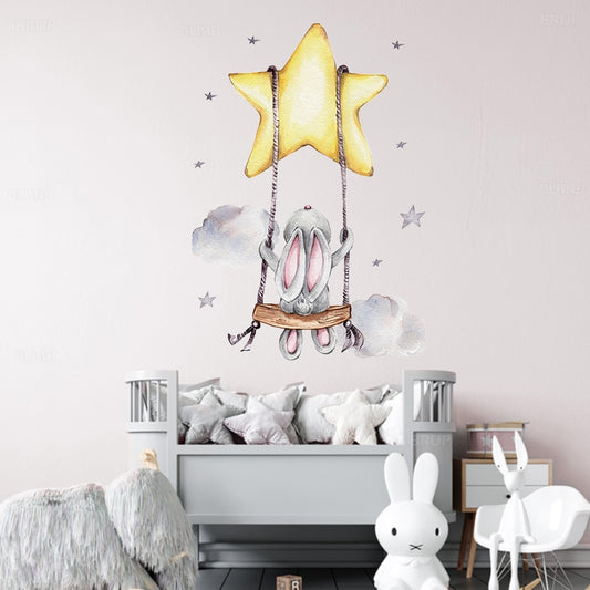 Very cute swinging rabbit wall sticker