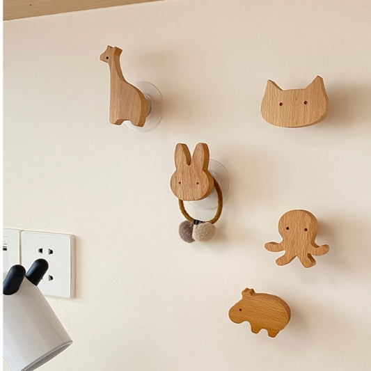 Beech wooden animal shaped hooks