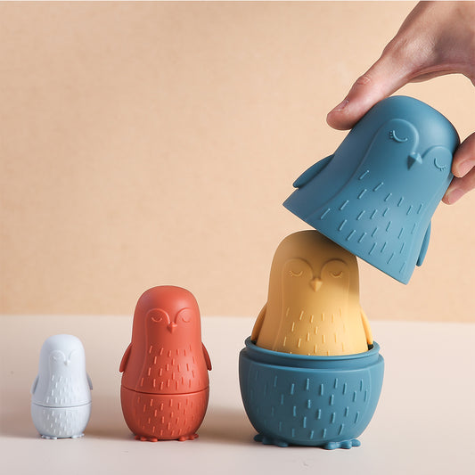 Cute set of nesting silicone penguins